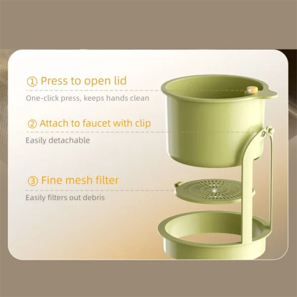 Kitchen Garbage Filter with Bottom Opening Lid – Sink Strainer Basket for Food Waste - Image 5
