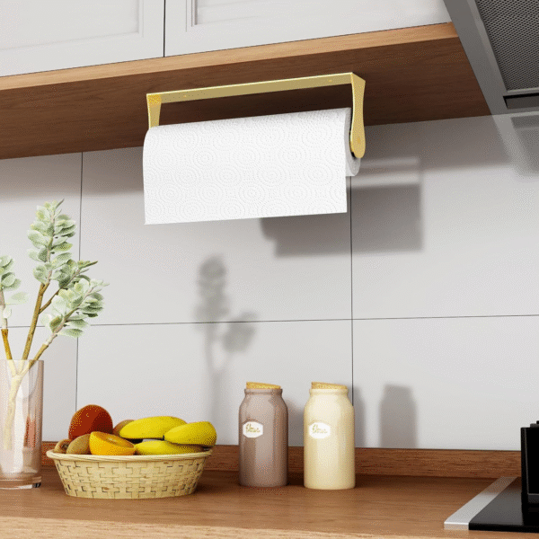 Gold Under-Cabinet Paper Towel Holder – Stainless Steel Kitchen Accessory, Space-Saving Design - Image 5