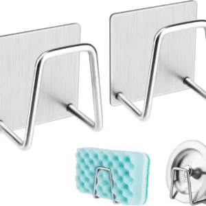 Adhesive Stainless Steel Sink Sponge Holder – Waterproof Kitchen Caddy Organizer (Set of 2)