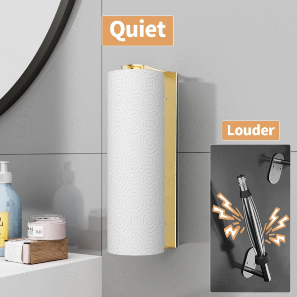 Gold Under-Cabinet Paper Towel Holder – Stainless Steel Kitchen Accessory, Space-Saving Design - Image 2