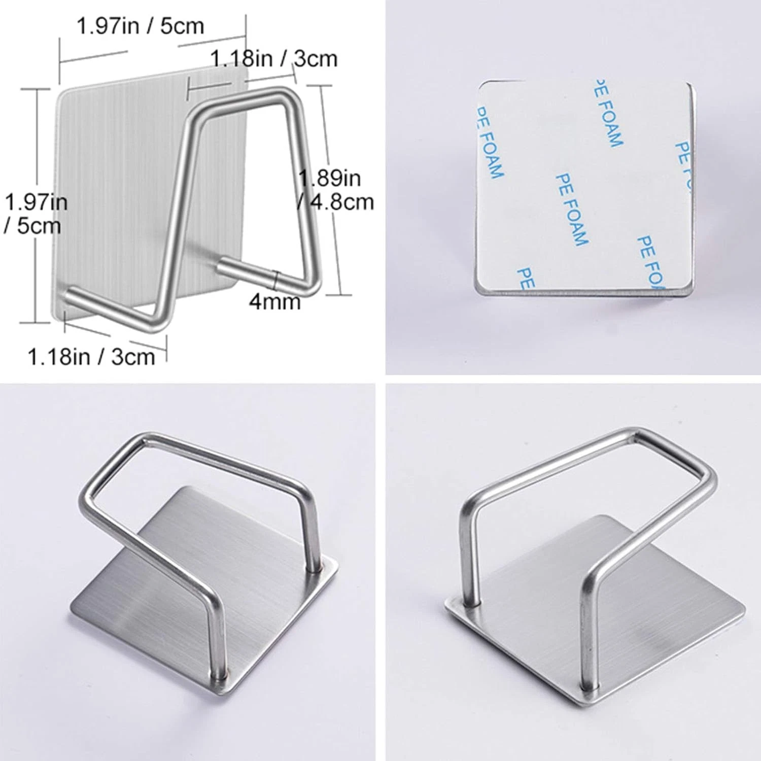Adhesive Stainless Steel Sink Sponge Holder β Waterproof Kitchen Caddy Organizer (Set of 2) - Image 5